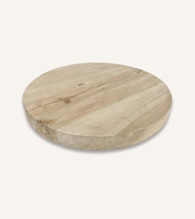 Elmwood tafelblad rond met rechte rand 110 cm - 50 mm