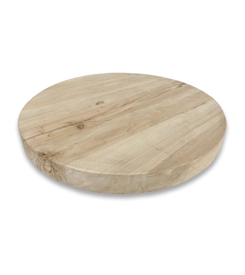 Elmwood tafelblad rond met rechte rand 110 cm - 50 mm