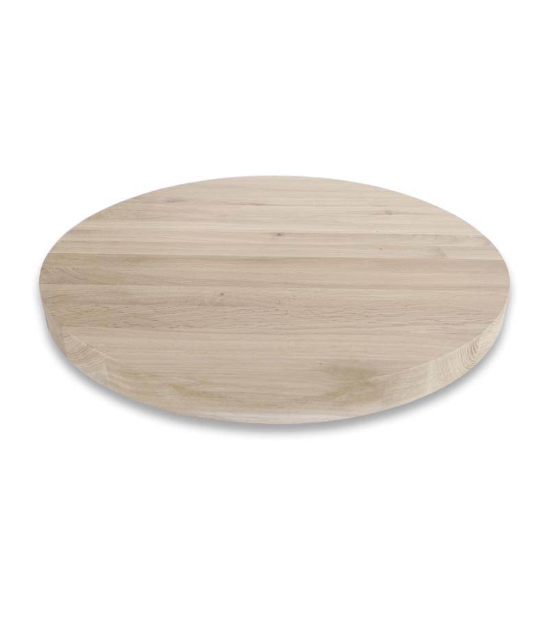 Eiken tafelblad rond met rechte rand 80 cm - 40 mm