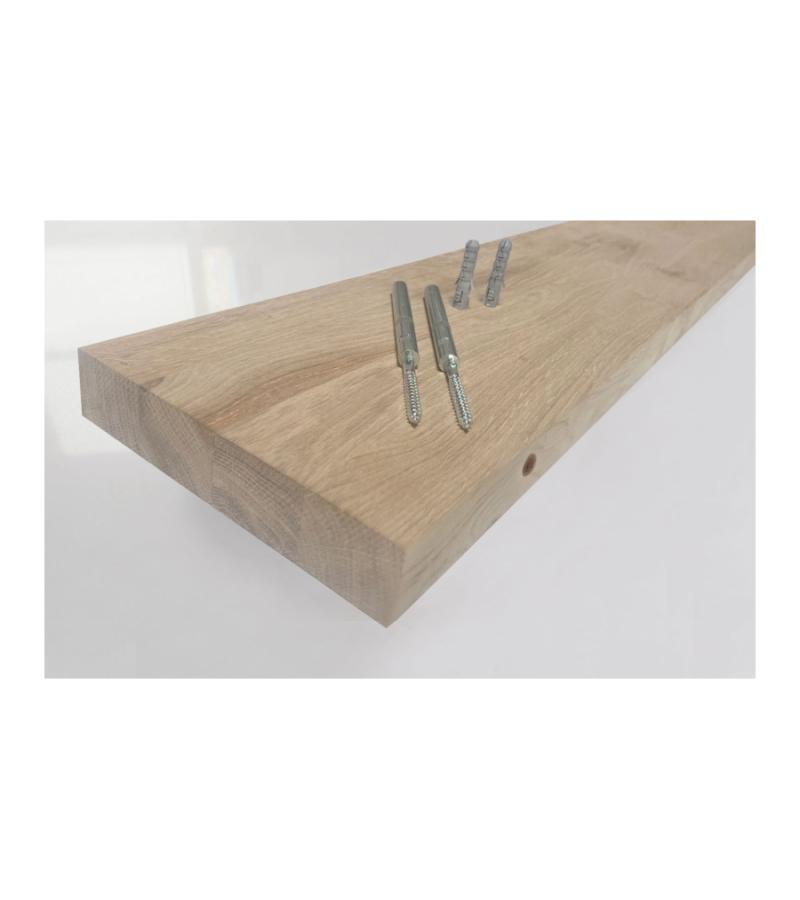 Zwevende wandplank eiken met rechte rand 130 x 30 cm - 40 mm